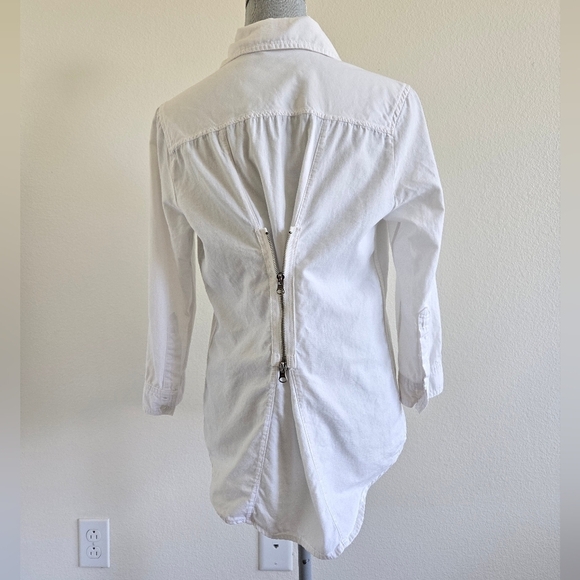 Elizabeth and James Zip Back Cohen 100% cotton White Shirt size Large - Picture 7 of 16